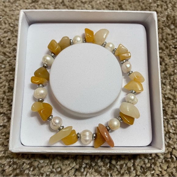 Natural Freshwater Pearls bracelet mix with Stone Nuggets Gemstone - Picture 1 of 12